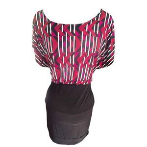 Bisou Bisou Burgandy and Black Dress Size 10